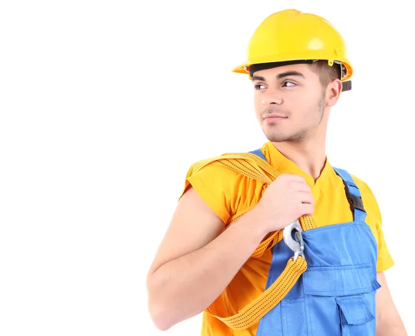 Young worker isolated on white — Stock Photo, Image