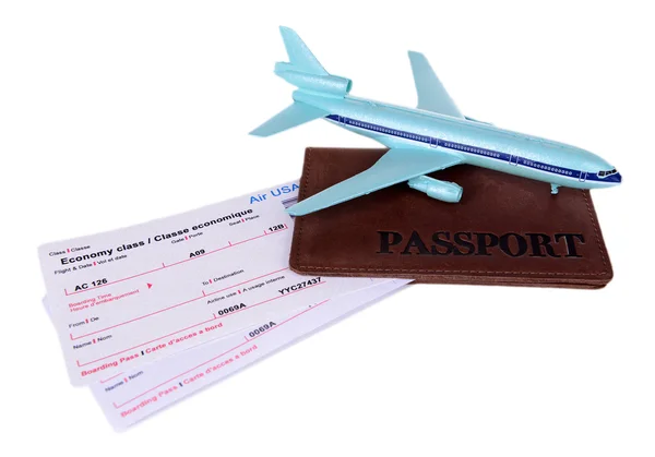 Billetes de avión con pasaporte aislado en blanco — Foto de Stock