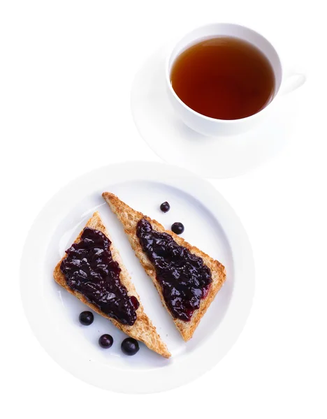 Výborný toast s marmeládou na desce izolovaných na bílém — Stock fotografie