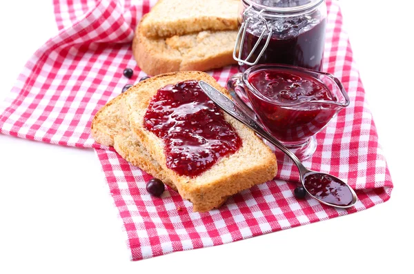 Delicious toast with jam isolated on white — Stock Photo, Image