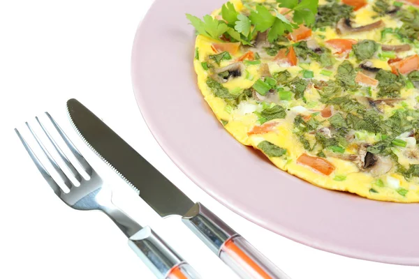 Omelet met paddestoelen close-up — Stockfoto