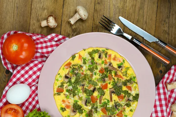 Omelet with mushrooms closeup — Stock Photo, Image