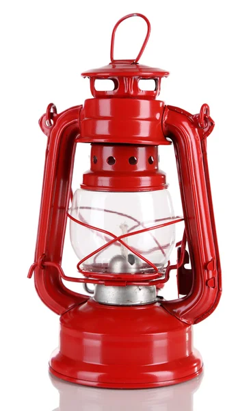 Red kerosene lamp isolated on white — Stock Photo, Image