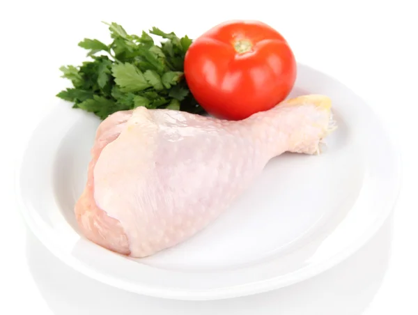 Raw chicken leg isolated on white — Stock Photo, Image