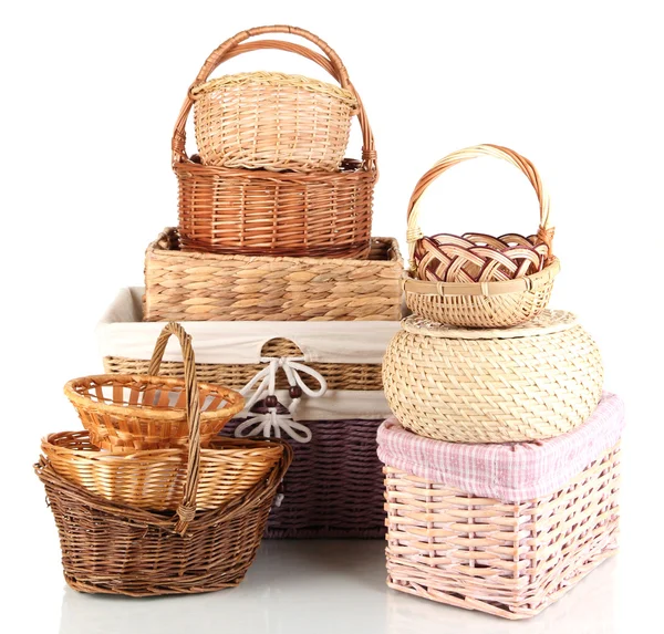 Many different baskets isolated on white — Stock Photo, Image