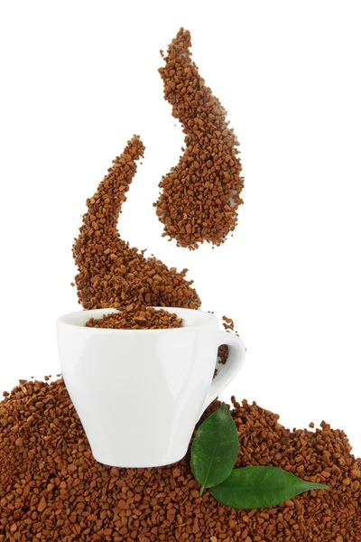 Copo com café instantâneo isolado em branco — Fotografia de Stock