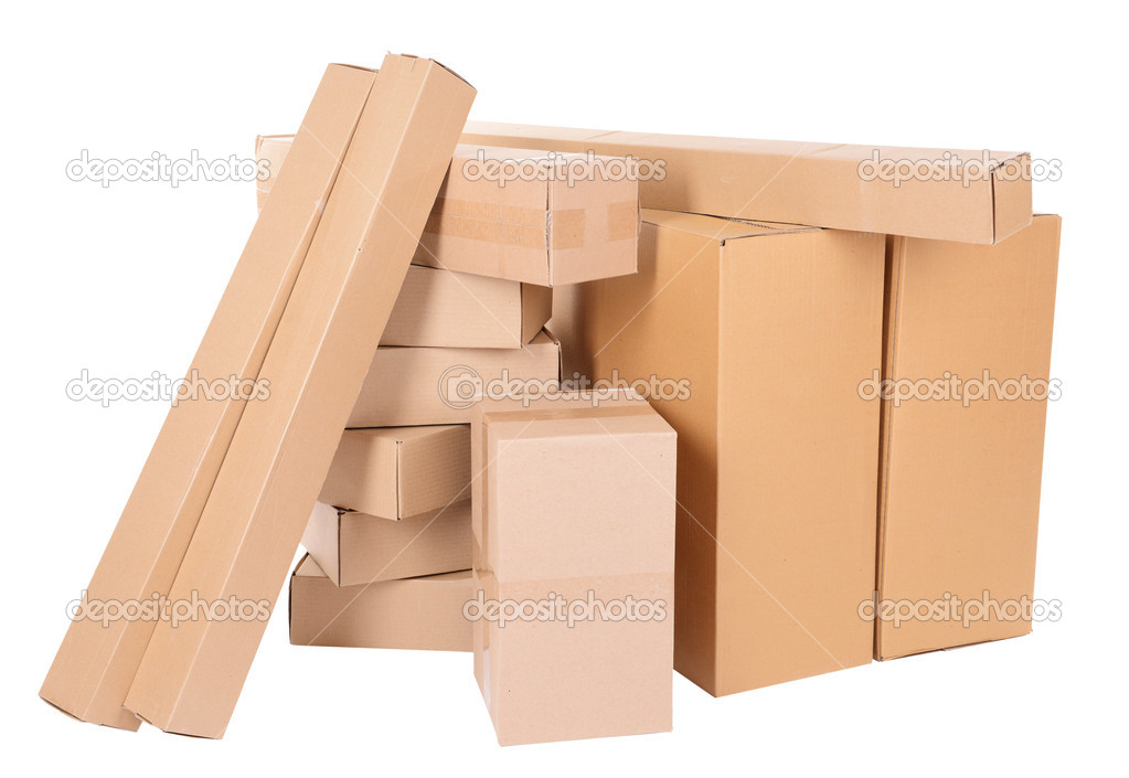 Different cardboard boxes isolated on white