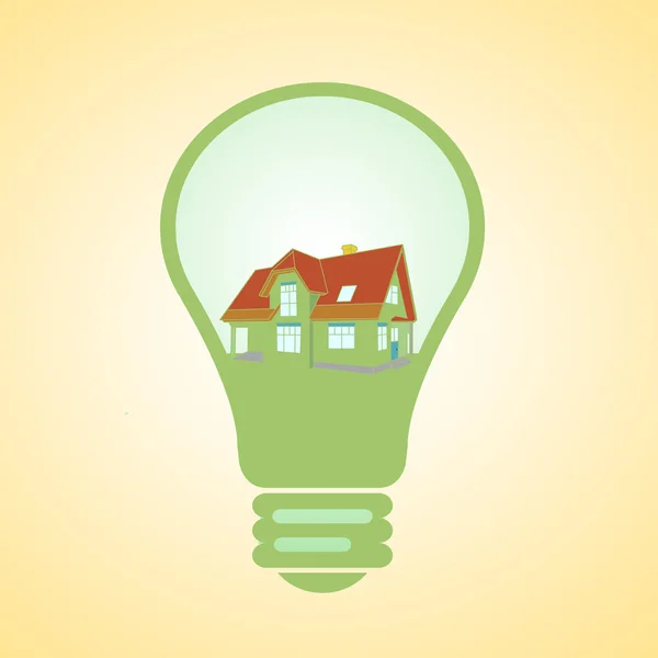 Light bulb with house sketch project inside — Stock Photo, Image