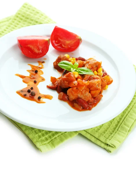 Carne de Maíz de Chili - comida tradicional mexicana, aislada en blanco —  Fotos de Stock