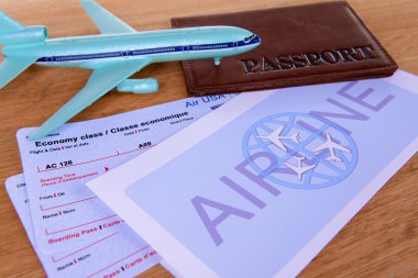 Tablo yakın çekim pasaportla ile uçak bileti
