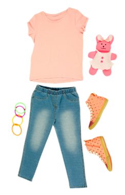 küçük kız, beyaz izole için güzel elbiseler