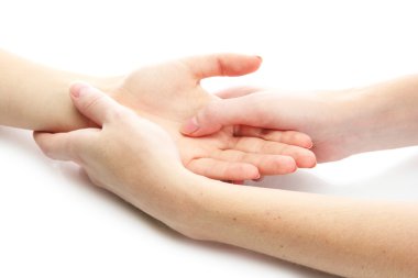Hand massage, isolated on white clipart