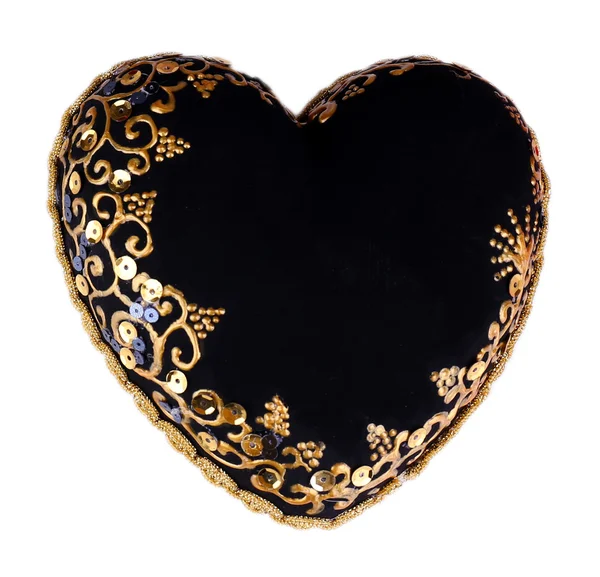 Corazón negro decorativo, aislado en blanco —  Fotos de Stock