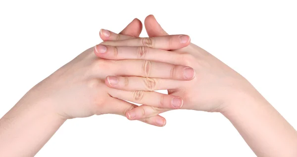 Mano gesto de yoga aislado en blanco —  Fotos de Stock