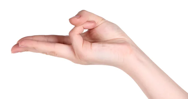 Kéz jóga gesztus elszigetelt fehér — Stock Fotó