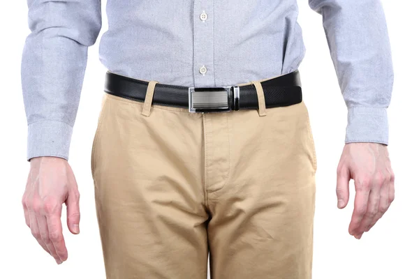 Man in trousers and shirt isolated on white — Stock Photo, Image