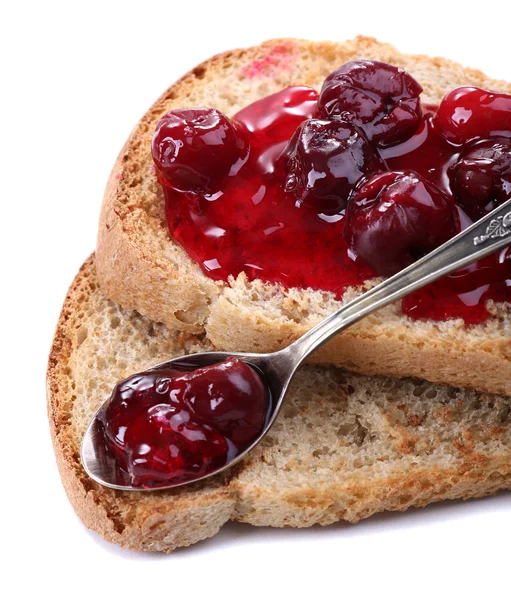 Výborný toast s marmeládou izolovaných na bílém — Stock fotografie