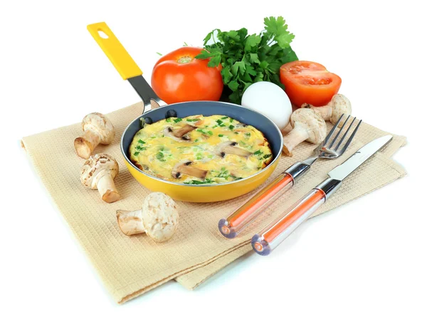Beyaz izole mantarlı omlet — Stok fotoğraf