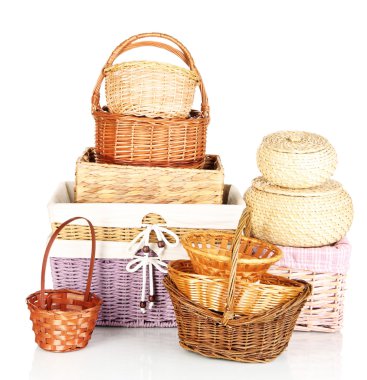 Many different baskets isolated on white clipart