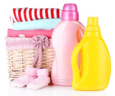 beyaz izole yumuşatıcı kurutucular ve çocuk giyim