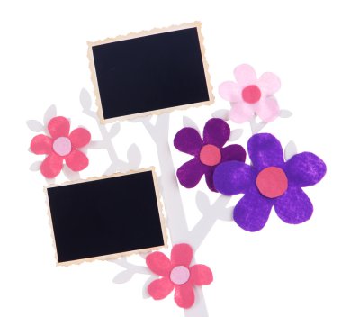 tutucu üzerinde beyaz izole anlık fotoğraf kartları ile ağaç şeklinde