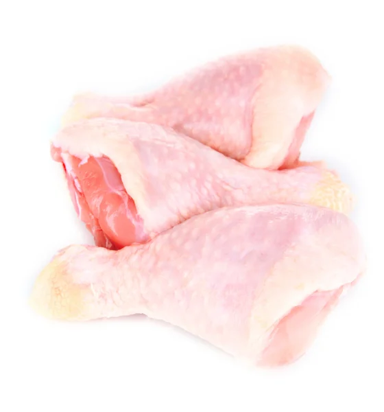 Gambe di pollo crude isolate su bianco — Foto Stock