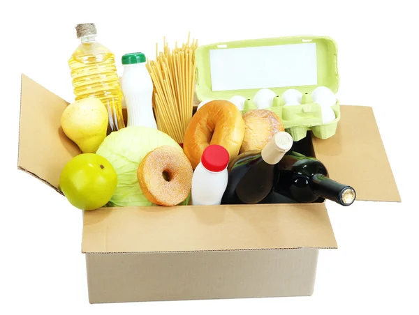 Caja con productos aislados en blanco — Foto de Stock