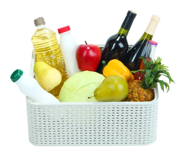 Caja con productos aislados en blanco — Foto de Stock