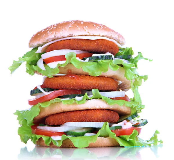Enorme hamburguesa, aislado en blanco —  Fotos de Stock