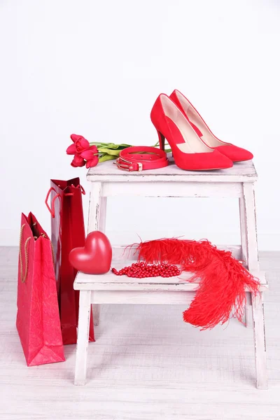 Beautiful red female accessories — Stock Photo, Image