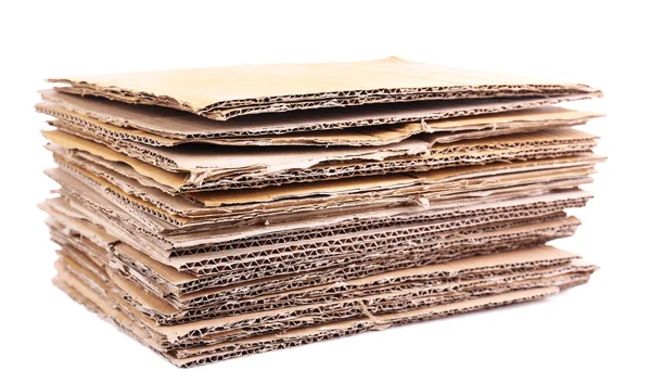 Stack of cardboard for recycling isolated on white — Stock Photo, Image