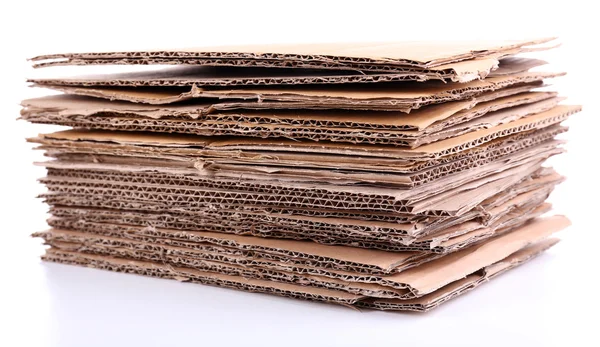 Stack of cardboard for recycling isolated on white — Stock Photo, Image