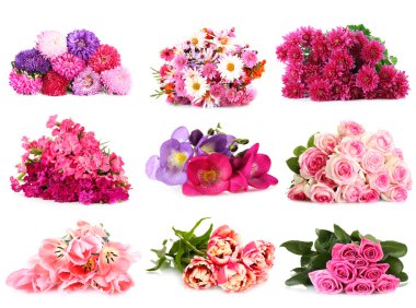Flower bouquets isolated on white clipart