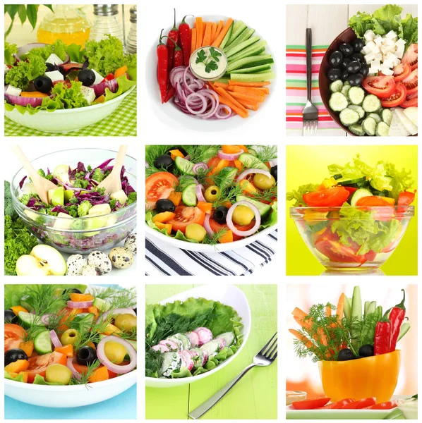 Collage de ensaladas vegetarianas — Foto de Stock