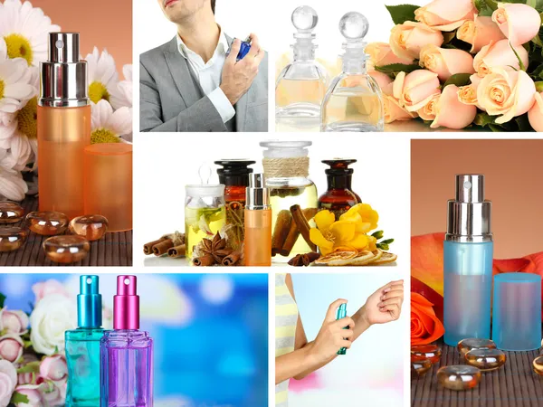 Koláž luxusní parfémy — Stock fotografie