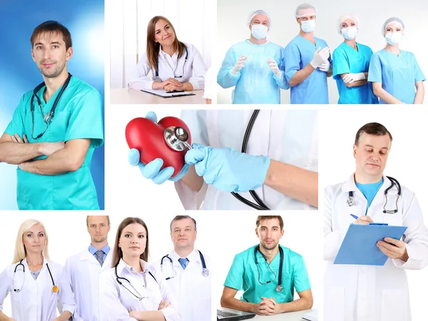 Collage de personal médico en el entorno laboral — Foto de Stock