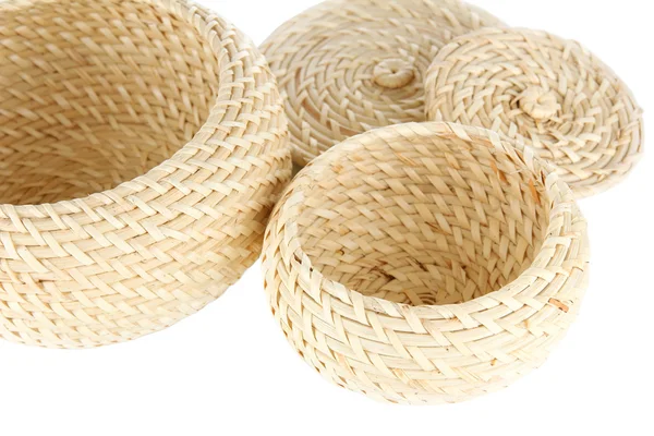 Wicker baskets isolated on white — Stock Photo, Image