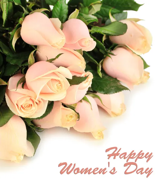 Beautiful bouquet of roses, isolated on white — Stock Photo, Image