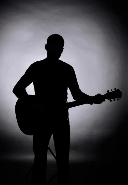 Silhouette chitarrista — Foto Stock