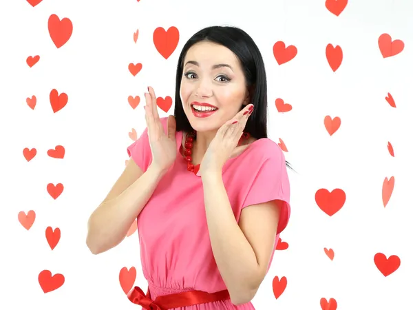 Attractive young woman on Valentine Day — Stock Photo, Image