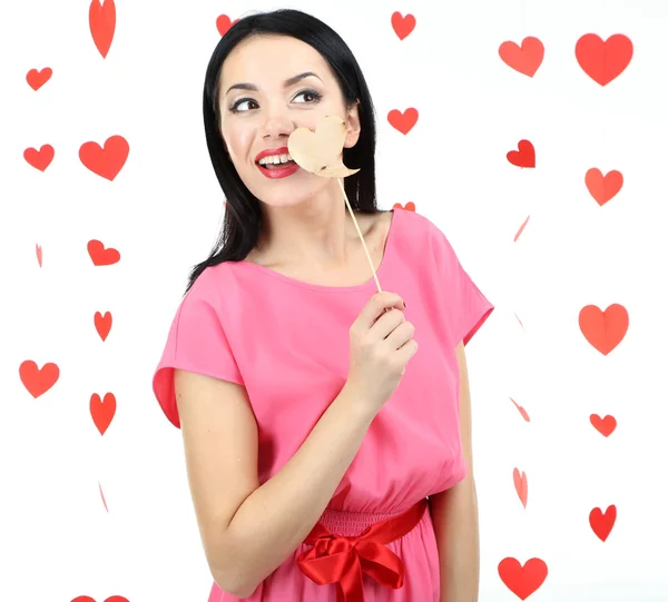Aantrekkelijke jonge vrouw op de dag van de Valentijnskaart — Stockfoto