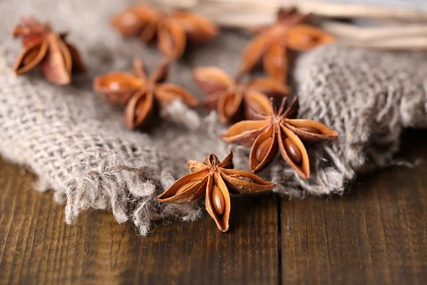 Star anise on wooden background — Stock Photo, Image