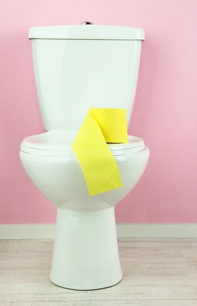 Tazón de baño blanco en el baño — Foto de Stock