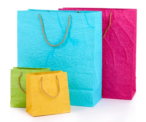 Colorful shopping bags, isolated on white — Stock Photo, Image