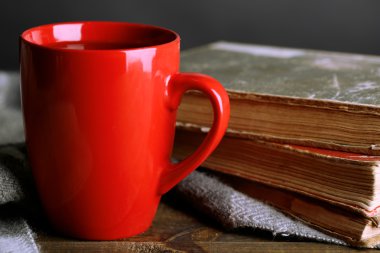 sıcak çay ile kitap ve ekose tablo üzerinde kapat