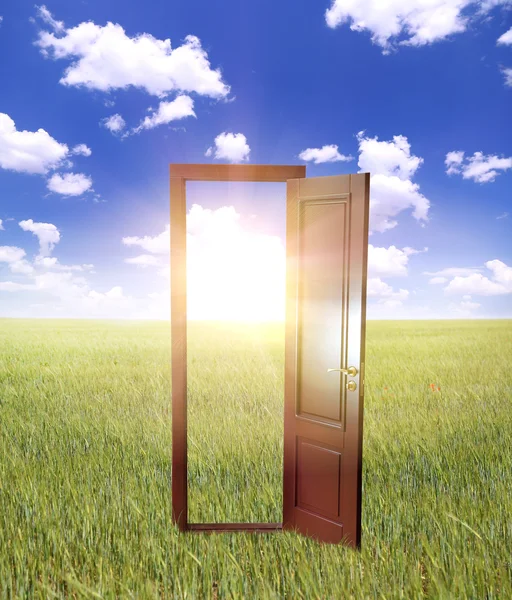 Open door to new life on the field — Stock Photo, Image