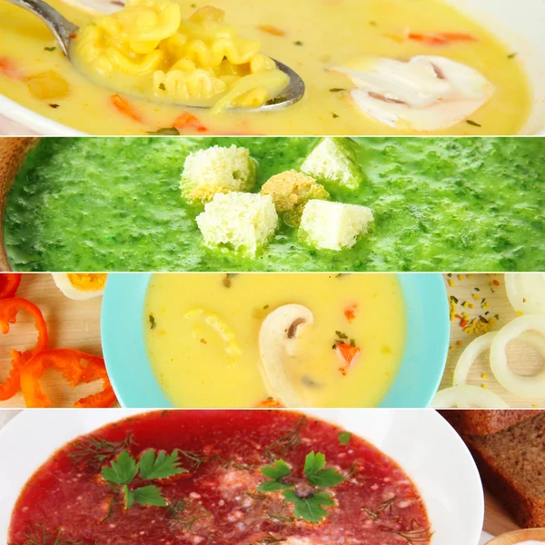 Collage of various soups — Stock Photo, Image