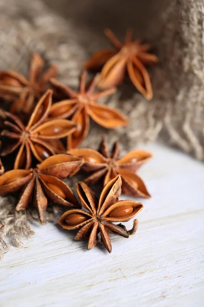 Star anise on wooden background — Stock Photo, Image