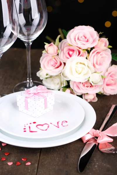 Romantic holiday table setting, close up — Stock Photo, Image