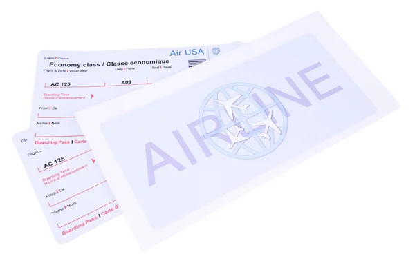 Billetes de avión aislados en blanco —  Fotos de Stock